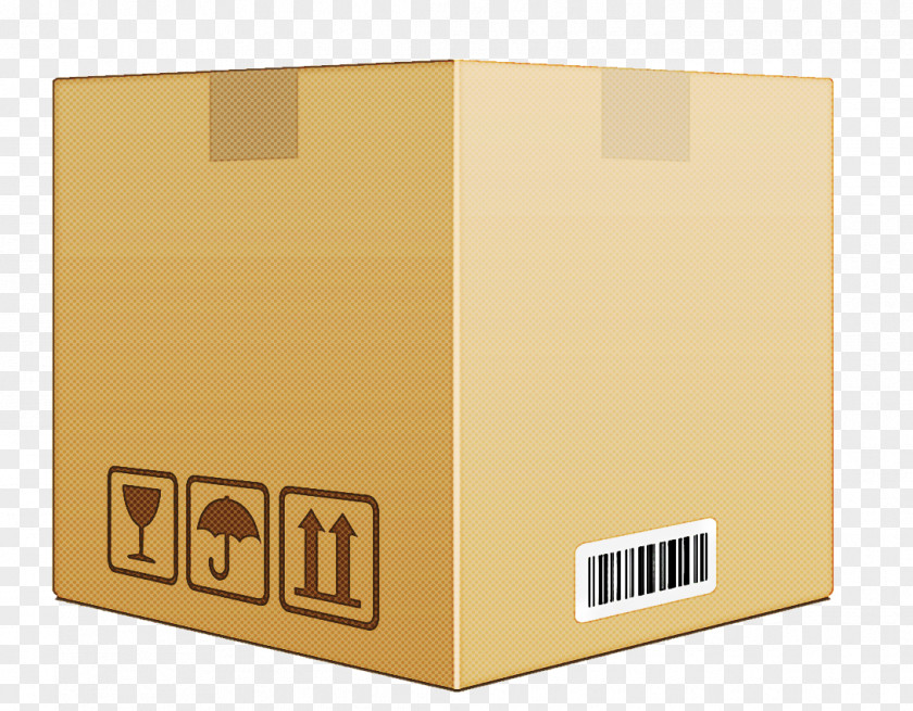 Yellow Carton Shipping Box Cardboard PNG