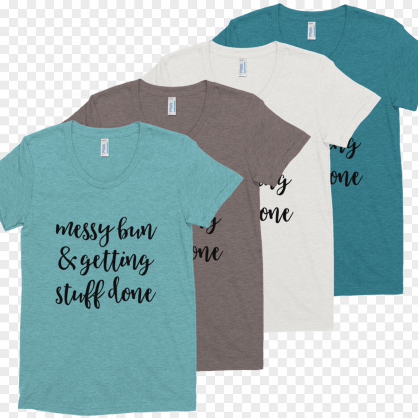 Messy Bun T-shirt Sleeve Turquoise Font PNG