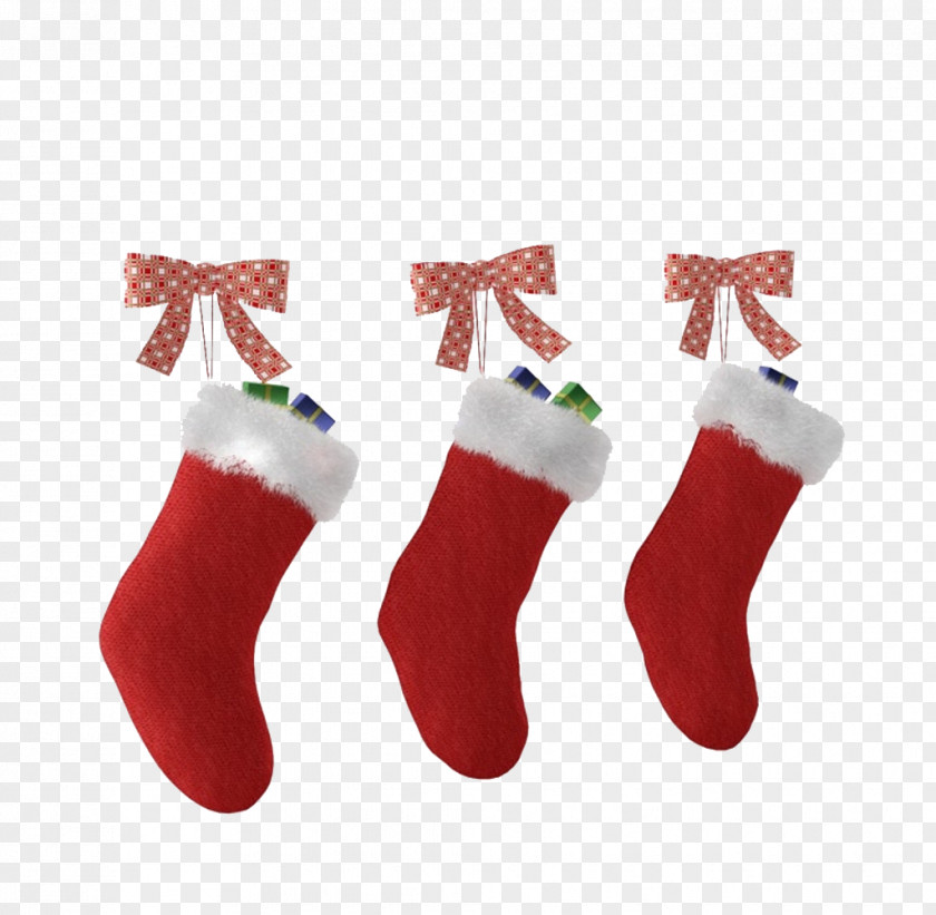 Red Christmas Socks Stocking Santa Claus Sock PNG