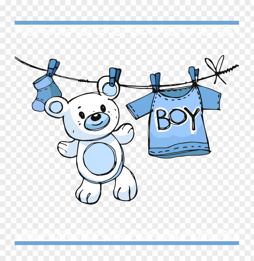 Vector Clothes Bear Infant Boy Child Baby Shower PNG