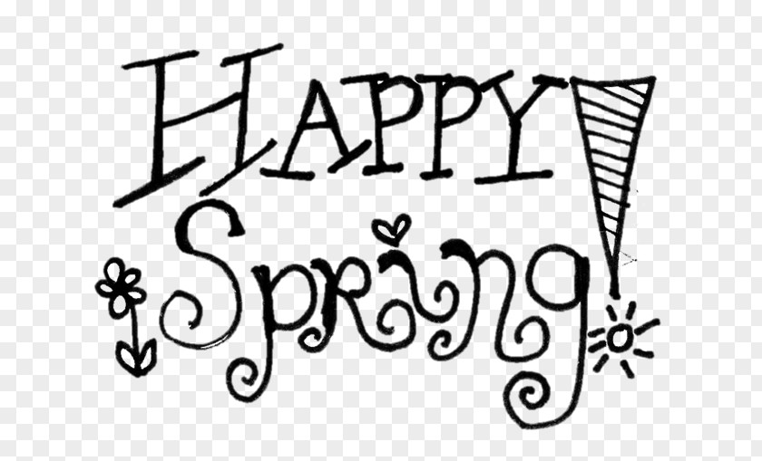 Happy Spring Cliparts Black And White Clip Art PNG