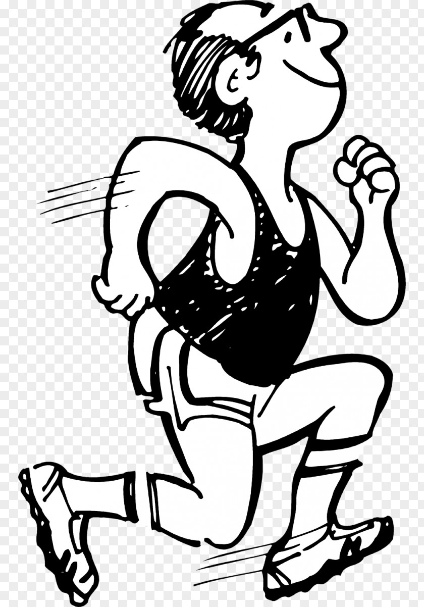 Jogging Black & White Runner Running Clip Art PNG