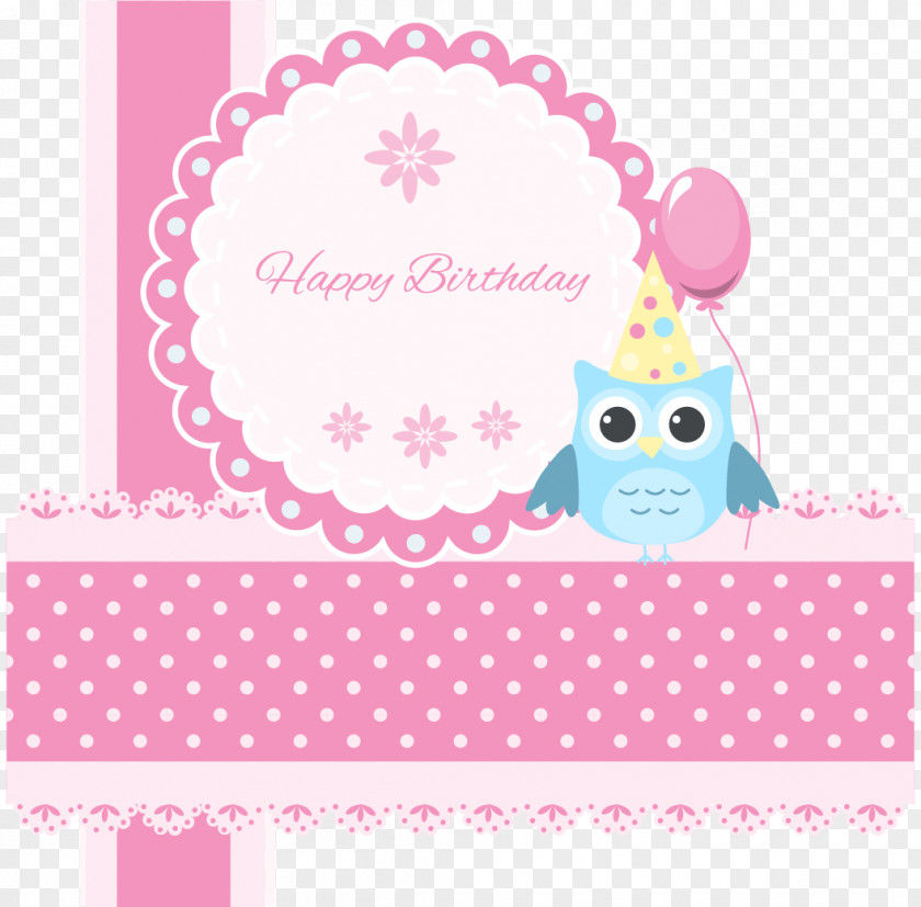 Vector Paper Cutting Birthday Greeting Card Owl E-card PNG