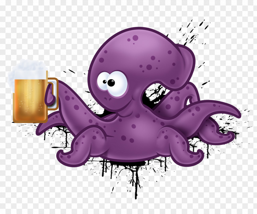 Cartoon Octopus Beer Post Cards Wedding Invitation Greeting & Note PNG