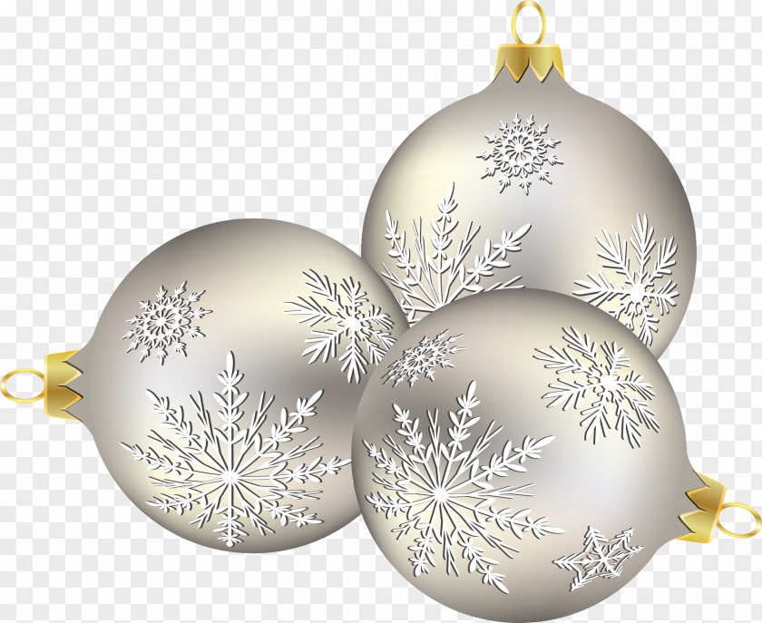 Silver Christmas Ball Ornament Decoration Snowflake PNG