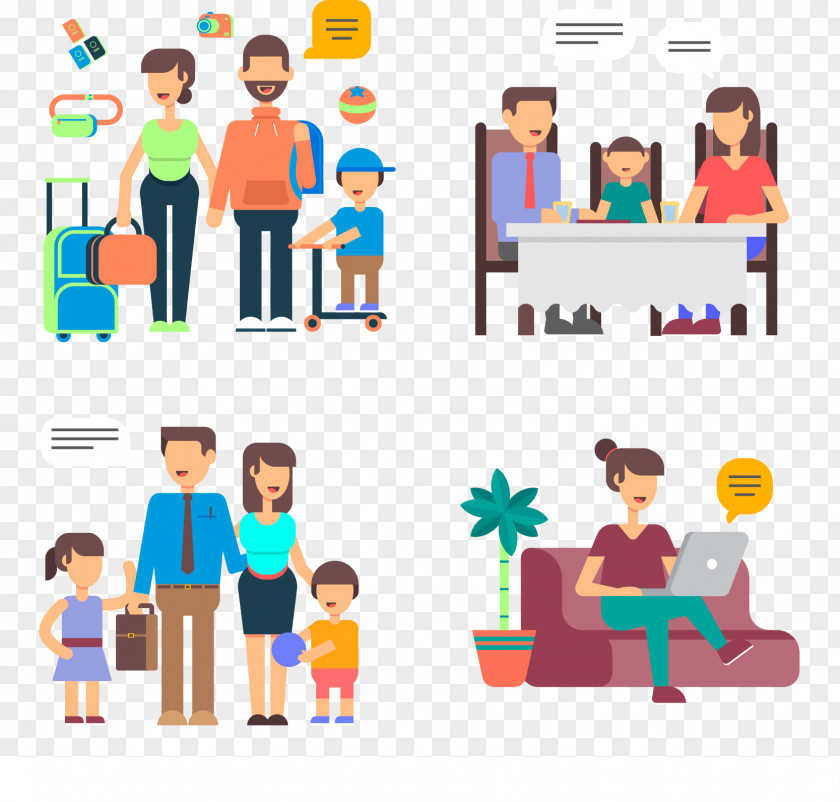 4 Creative Family Illustrator Vector Material Download Illustration PNG