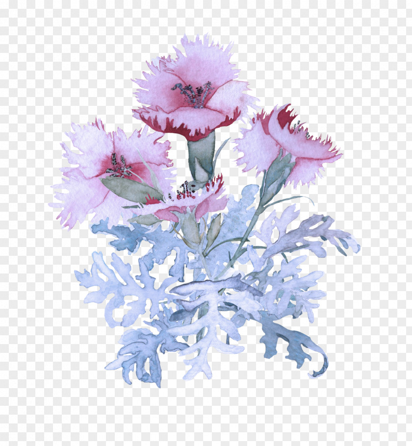 Watercolor Paint Violet Flowering Plant Flower Pink Cut Flowers PNG