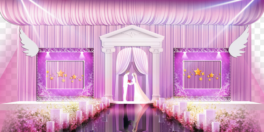 Pink And Purple Wedding Stage Chinese Marriage PNG
