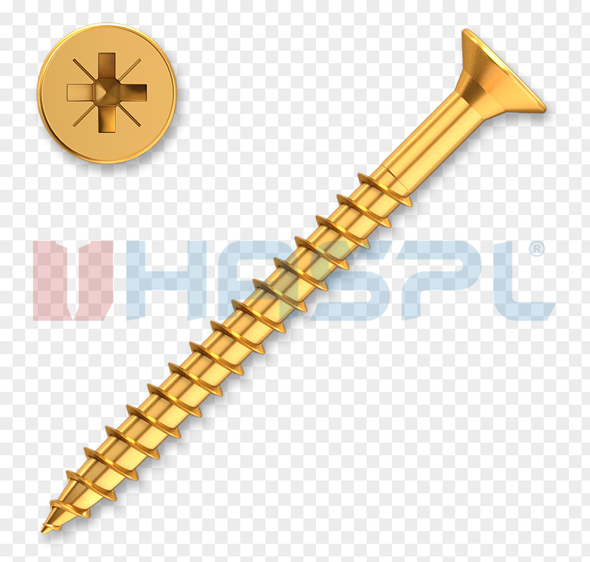 Brass Screw Thread Fastener Nail PNG