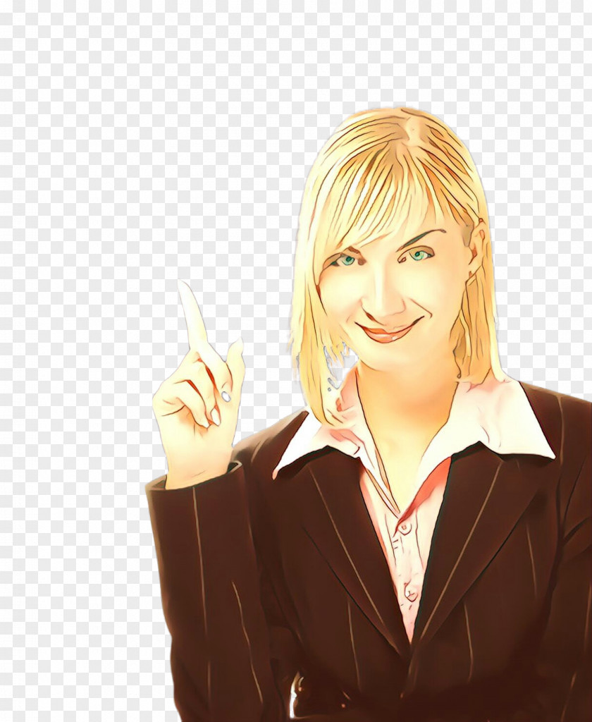 Cartoon Gesture Blond Finger Smile PNG