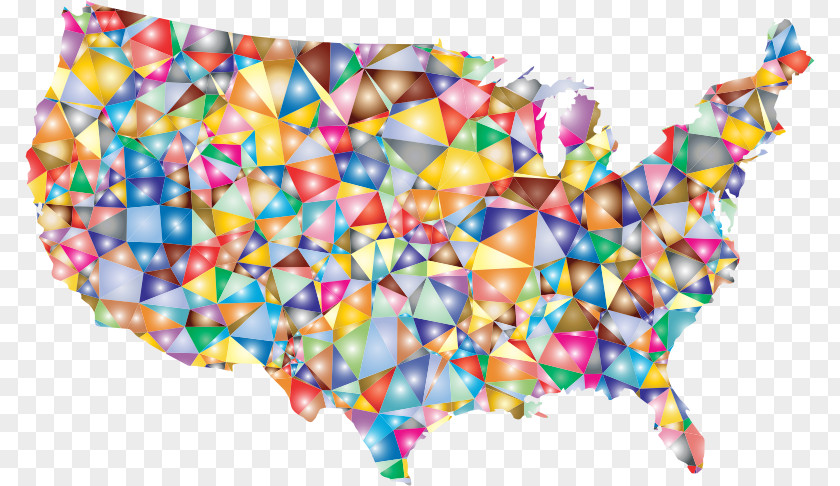 Colorful Poly United States Map Coloring World Clip Art PNG