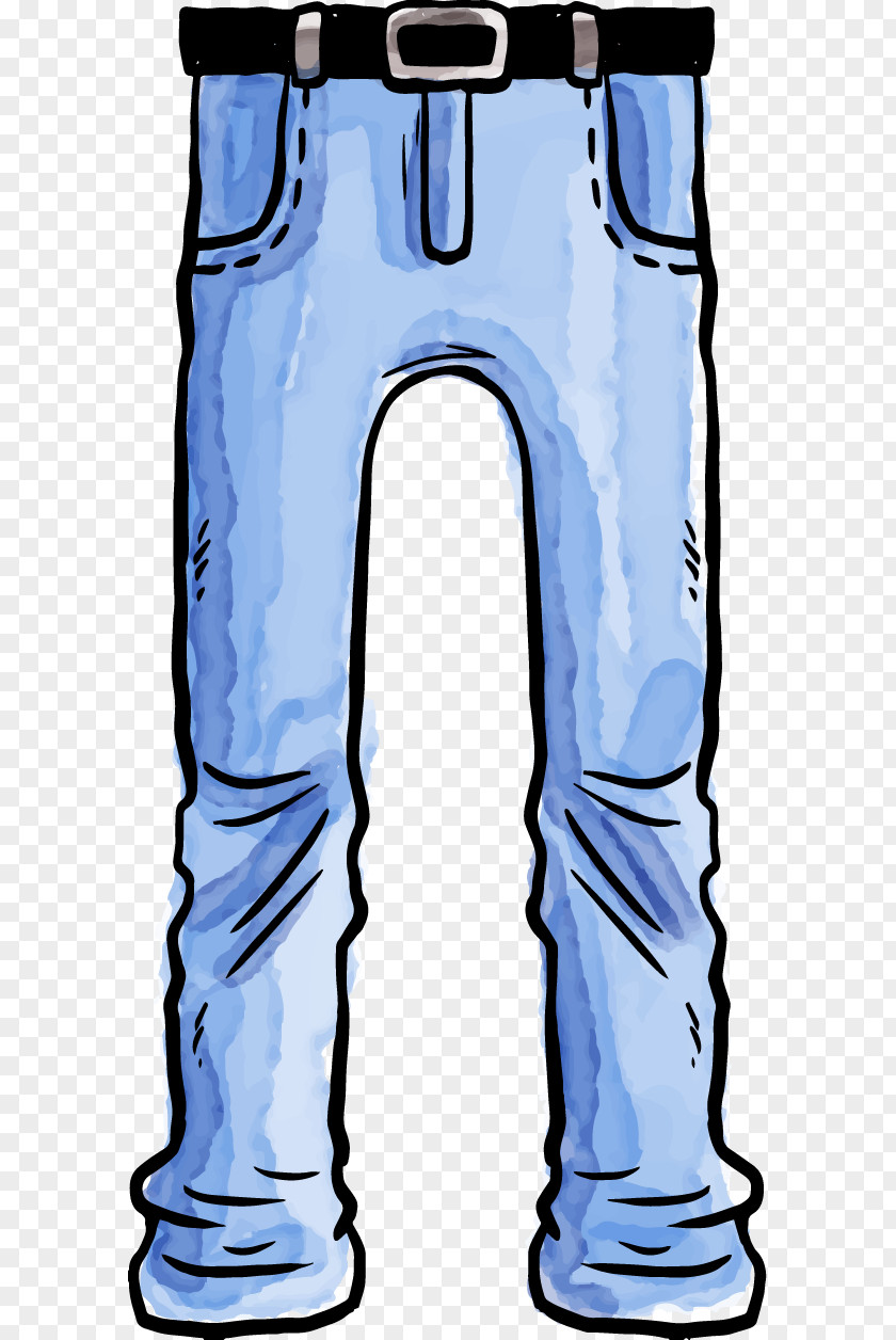 Vector Hand-painted Jeans Trousers Denim PNG