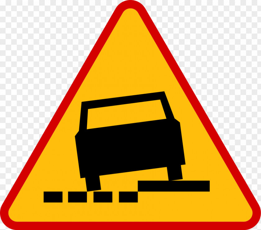 Bad Road Pobocze Poland Warning Sign Traffic PNG