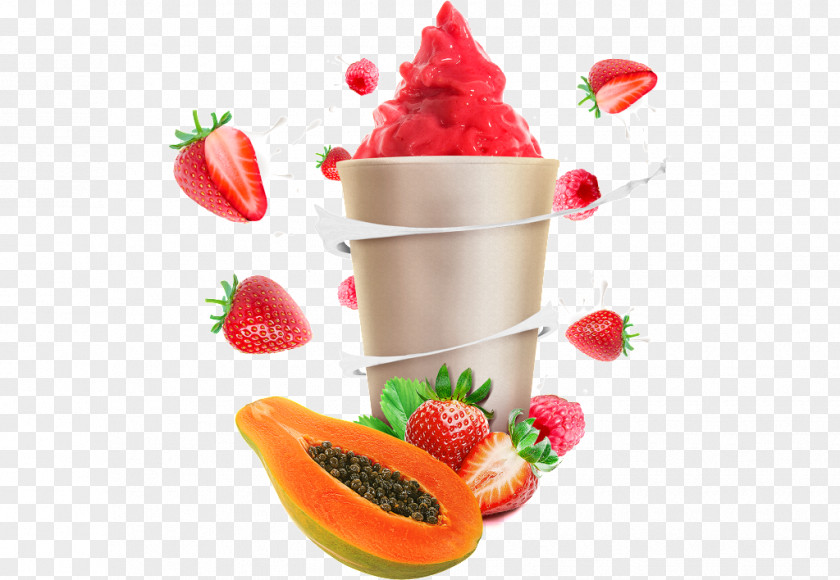 Papaya Strawberry Ice Fried Cream Juice Smoothie PNG