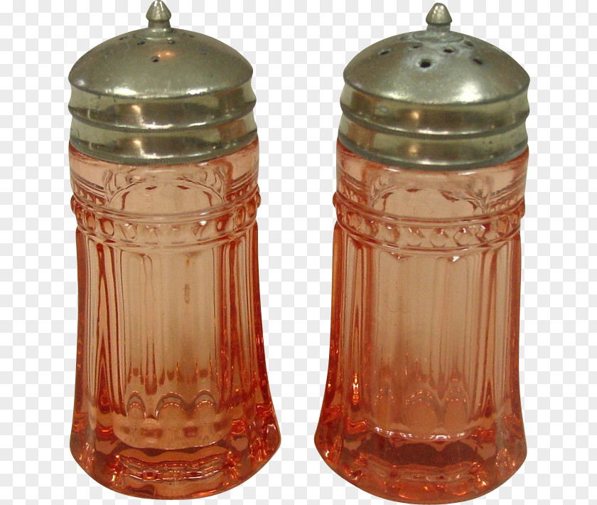 Shabby Chic Dishes Set Depression Glass Salt & Pepper Shakers Pressed Carnival PNG