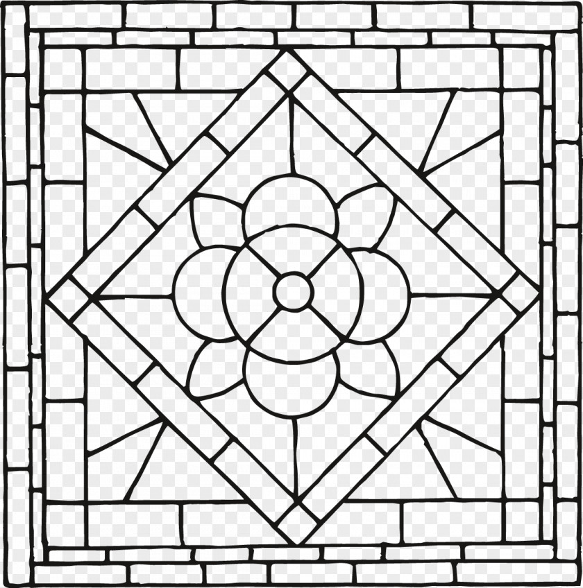 Traditional Chinese Style Window Line Patterns Motif Drawing PNG