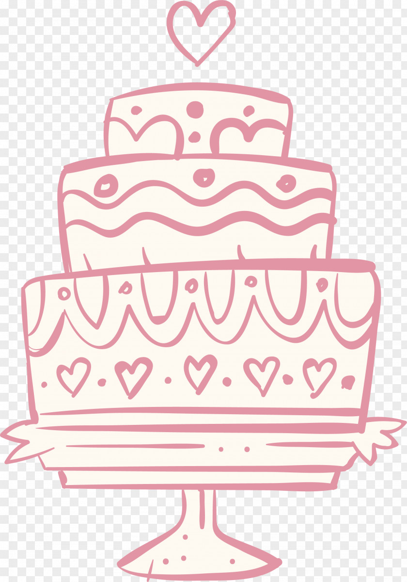 Pink Hand-painted Wedding Cake Torte Torta Icing PNG