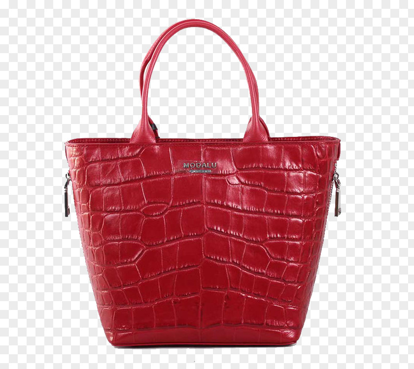 MODALU Red Alligator Ms. Messenger Bag Tote Leather Handbag PNG