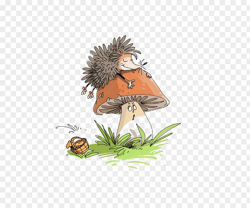 Cartoon Mushrooms Four-toed Hedgehog Drawing Mushroom Illustration PNG