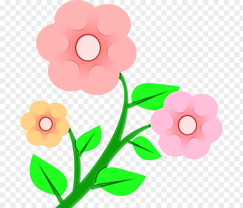 Plant Stem Cut Flowers Watercolor Pink PNG