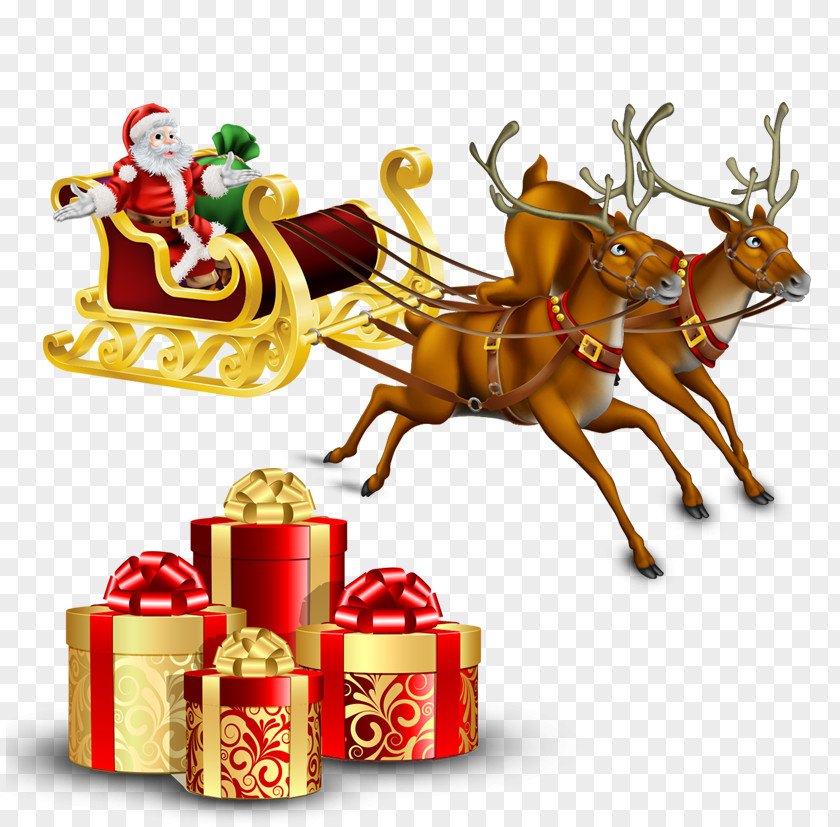 Santa Claus Creative Reindeer Sled Christmas PNG