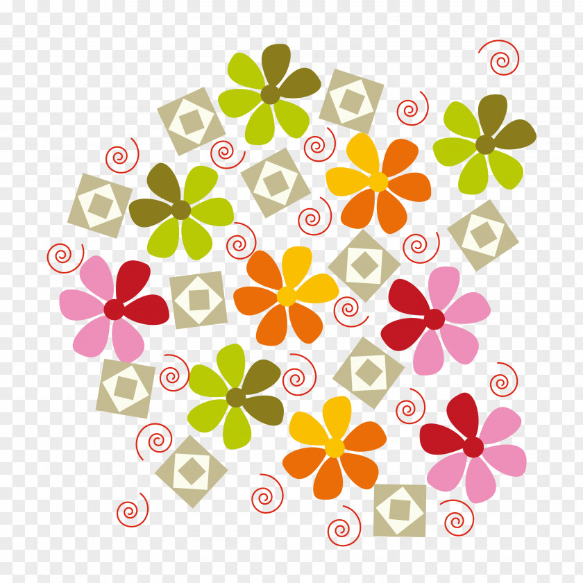 Colorful Abstract Flower Geometric Background Vector Wallpaper PNG