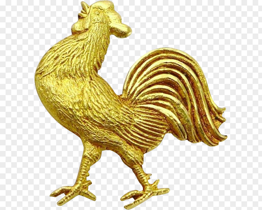 Pin Rooster Tie Lapel Gold PNG