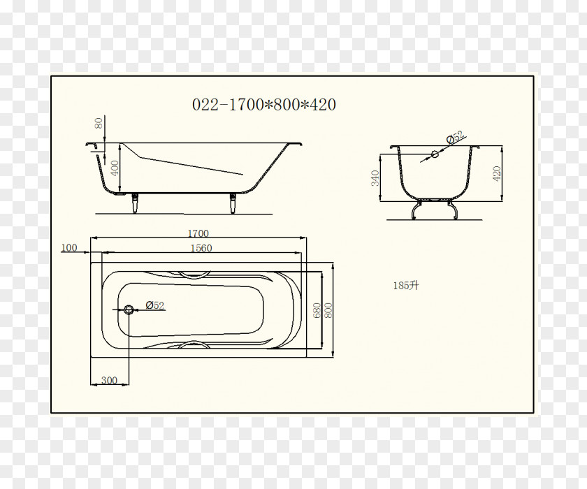 Venera Paper Technical Drawing Bathtub PNG