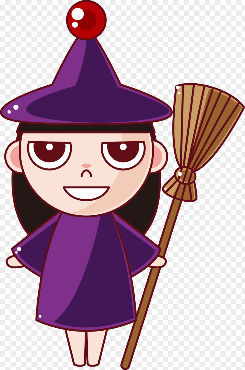 Cartoon Cute Little Witch Halloween Illustration PNG