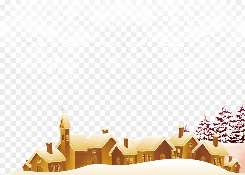 Winter Small Village Greeting Cards Texture Santa Claus Christmas Snowflake PNG