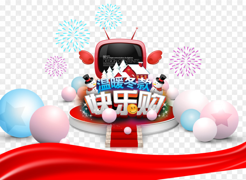 TV Shopping Poster Elements Winter Online Taobao Sales Promotion PNG