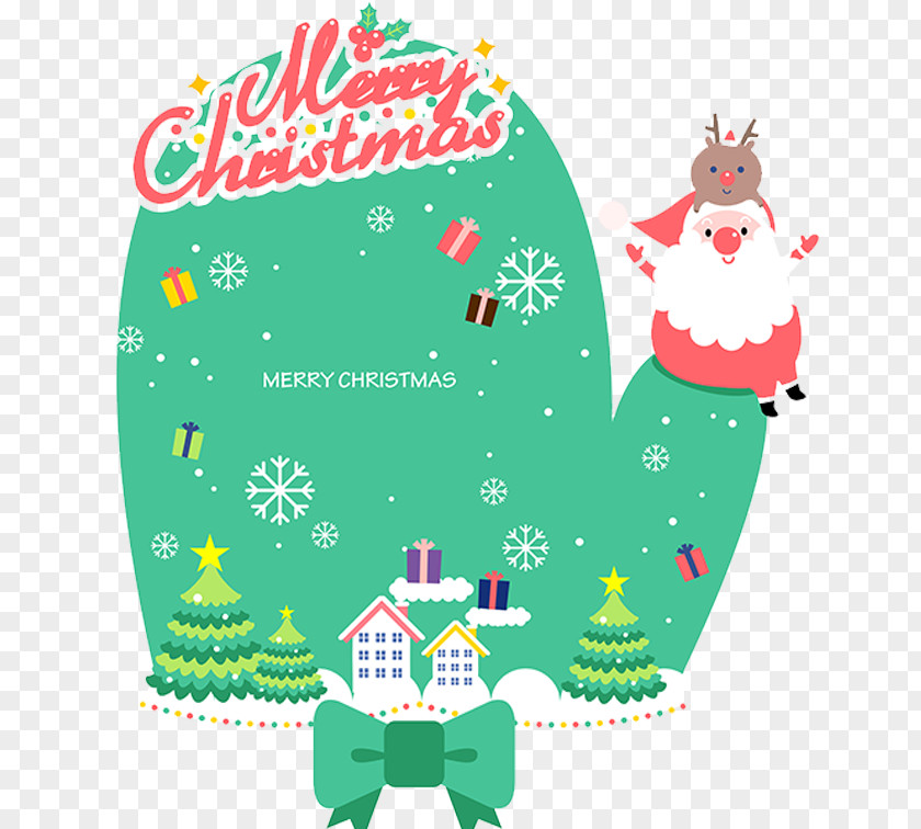 Christmas Town Logo Santa Claus Tree Gift Illustration PNG