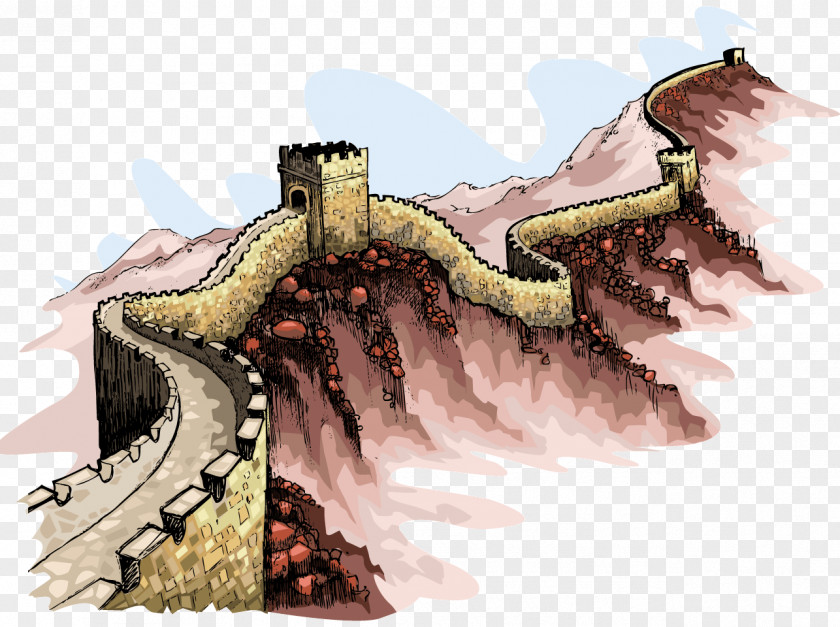 Great Wall Of China Painting Vector Material New7Wonders The World Stock Photography Illustration PNG