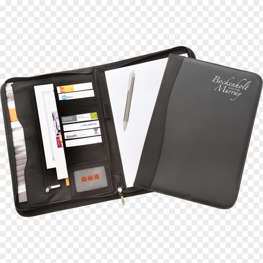 Zipper Wallet Black Zip Directory File Folders Product Promotional Merchandise PNG