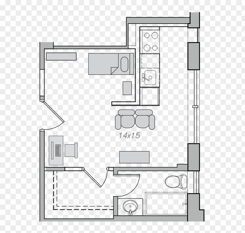 Apartment Embassy Tower Floor Plan Studio Bedroom PNG