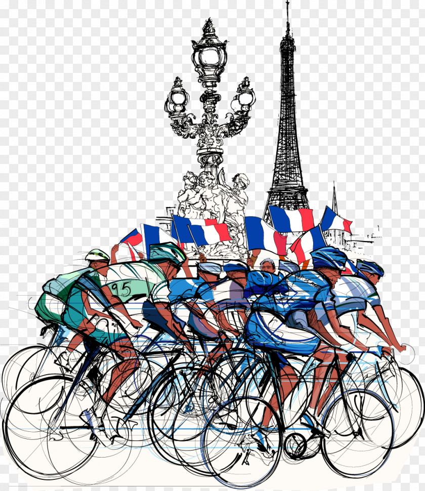 Bike Hand Drawing Eiffel Tower 2017 Tour De France 2014 2003 Cycling PNG