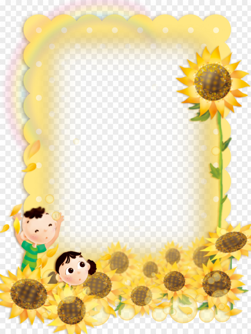 Cute Child Sunflower Border Background Picture Frame PNG