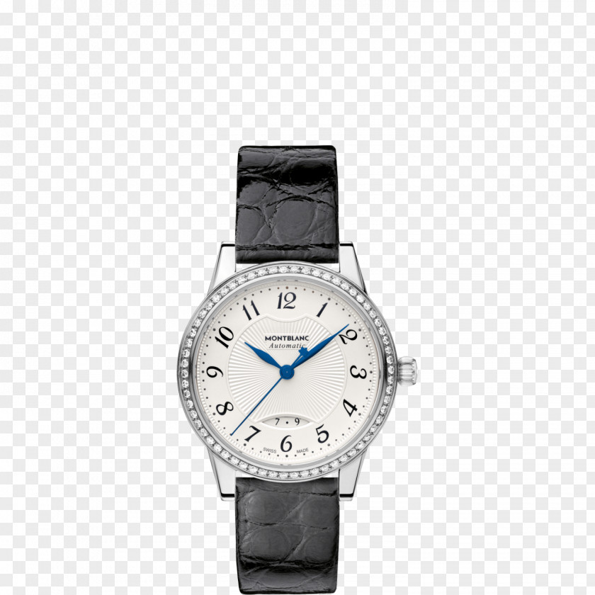 Montblanc Watches Silver Black Diamond Mechanical Female Form Automatic Watch Movement Water Resistant Mark PNG