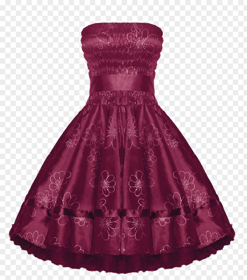 Raspberry 1950s Cocktail Dress Evening Gown Formal Wear PNG