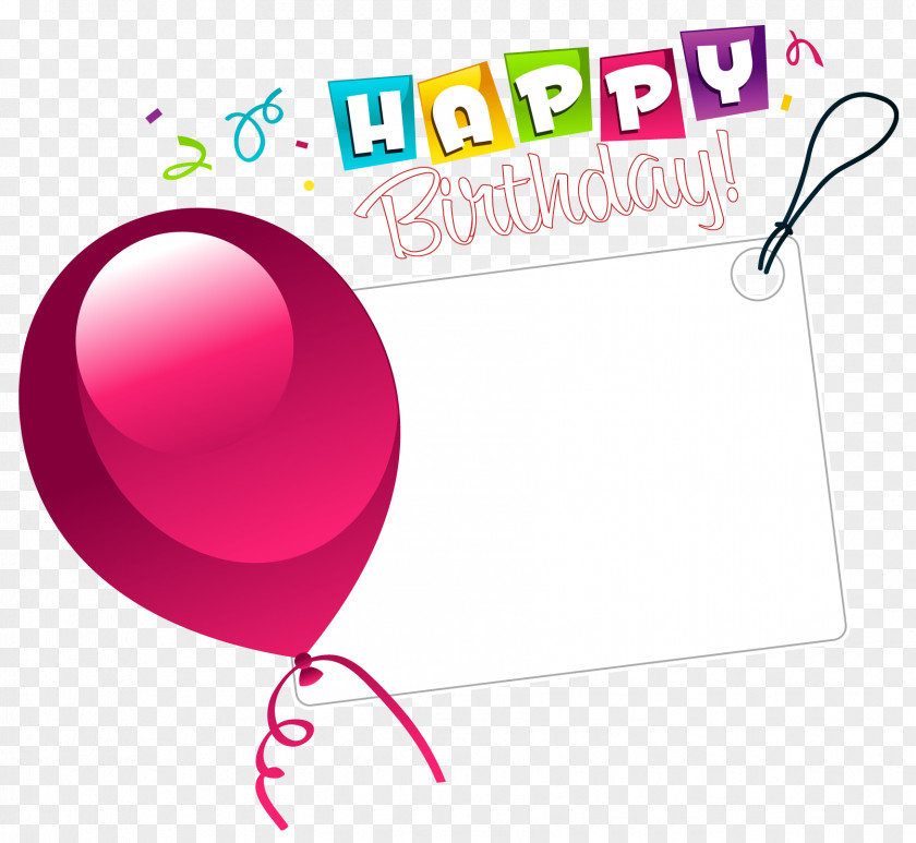 Happy Birthday Transparent Sticker With Pink Balloon Wish Clip Art PNG