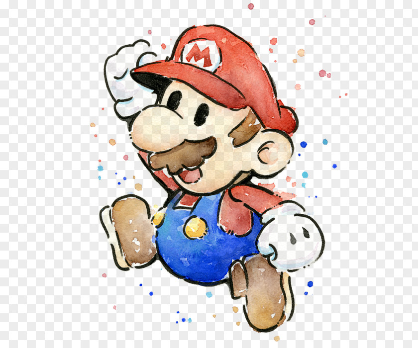 Mario Bros Super Bros. Paper Watercolor Painting PNG