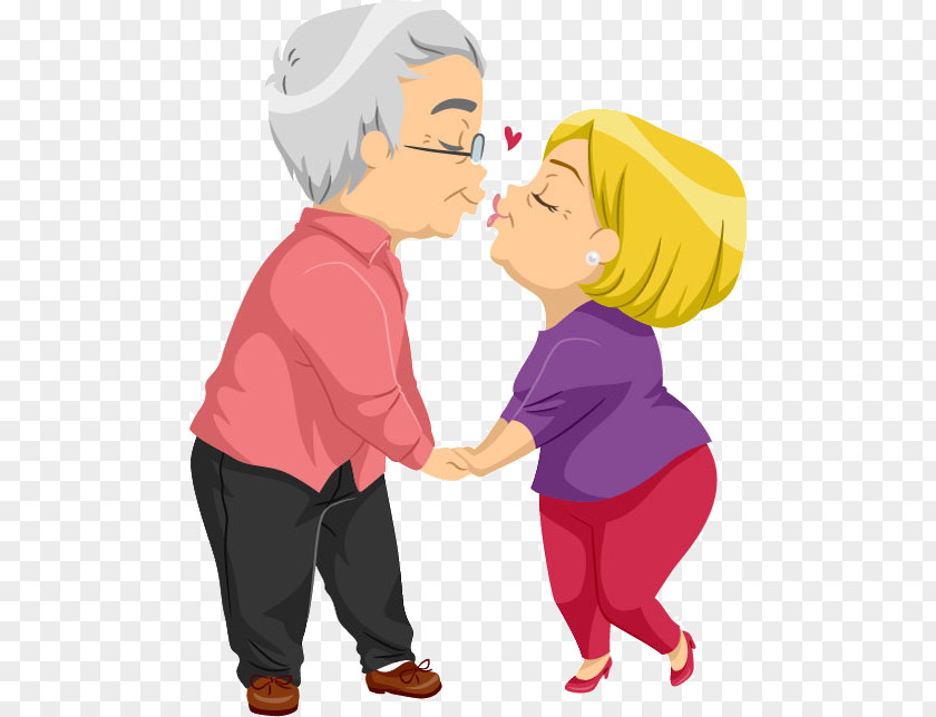 Happy Couple Kiss Illustration PNG