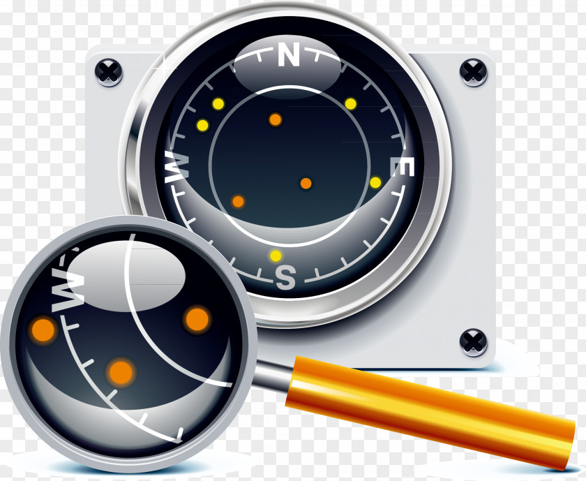 Navigator Magnifying Glass Technology Elements GPS Navigation Device Icon PNG