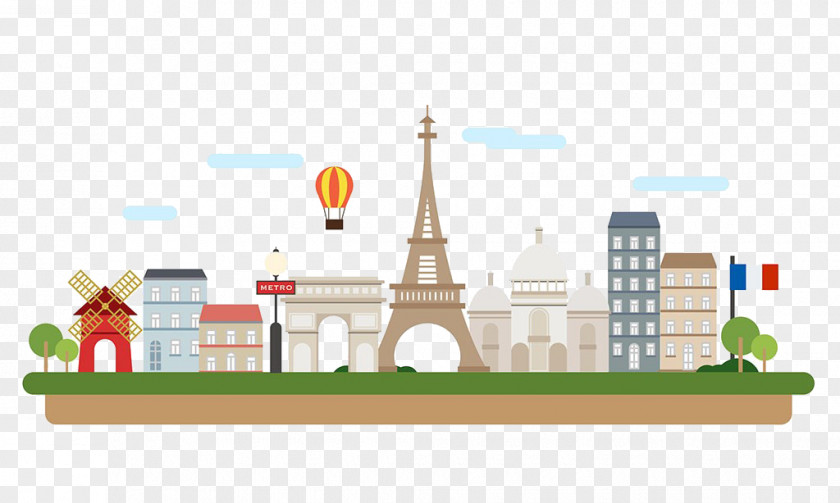 Paris Sightseeing Champs-xc9lysxe9es Arc De Triomphe Eiffel Tower Illustration PNG