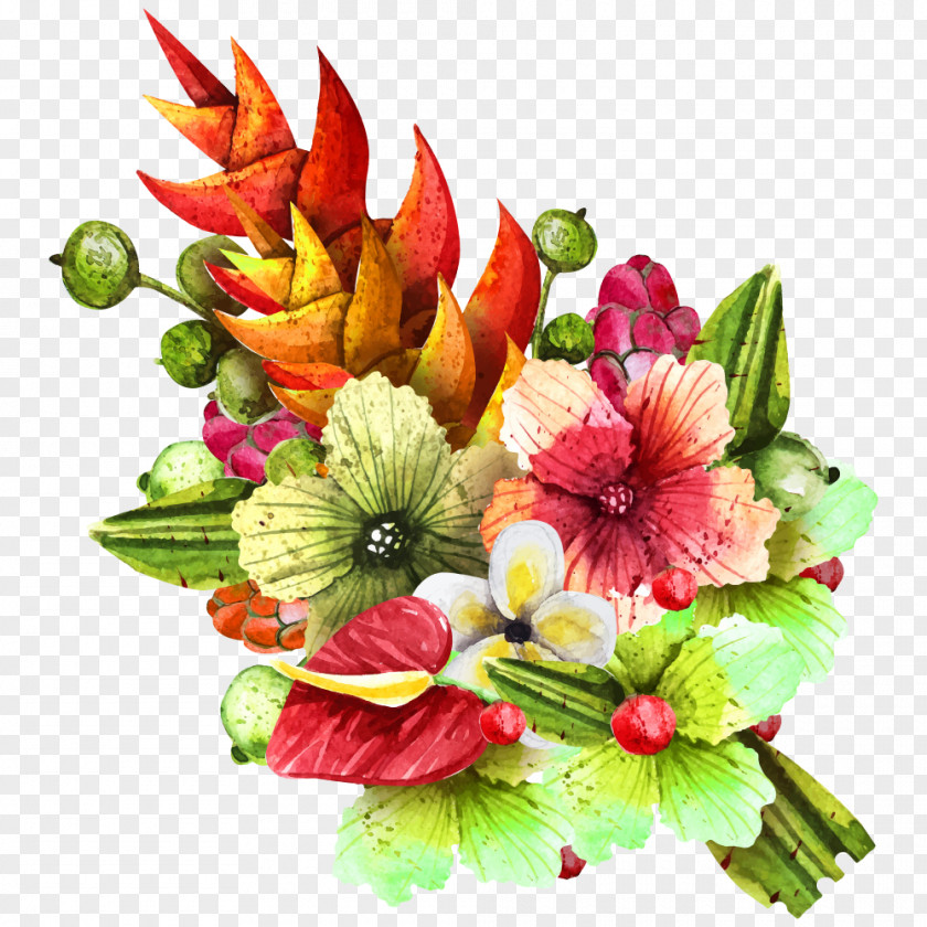Tropical Plants Flower Bouquet PNG
