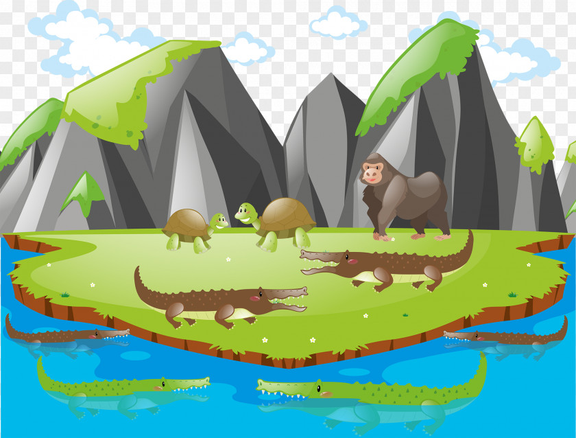 Animal Island Background Vector Royalty-free Euclidean Illustration PNG