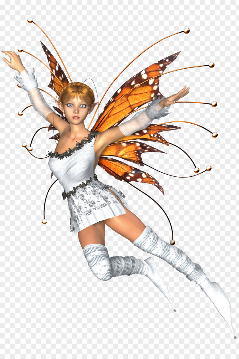 Flying Butterfly Elf Fairy Drawing Poster PNG