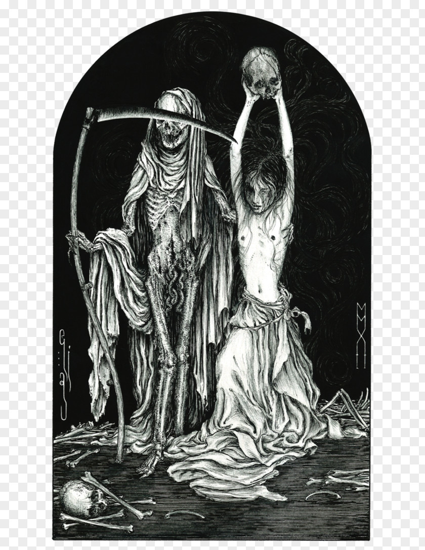 Ink Painting Death And The Maiden Drawing Art Macabre PNG