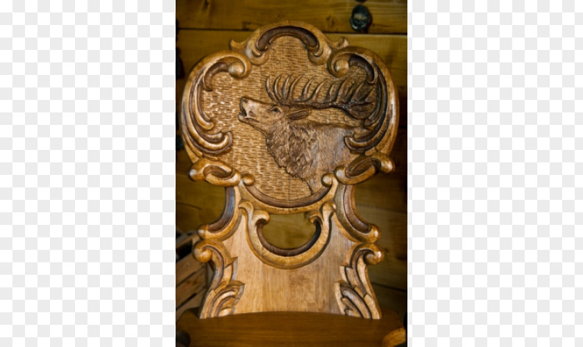 Chair Sculpture Vânătorești Carving Fauteuil PNG
