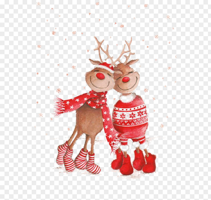 Christmas Elk Rudolph Card New Year Wallpaper PNG